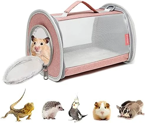 GENERIC Portable Travel Small Animal Carrier Bag Guinea Pig Carrier Bird Rabbit Turtle Carrier Cage Portable Travel Hamster Small Pet Bag Bird Rabbit Guinea Pig Squirrel Breathable Hangbag(Khaki) - Image 9