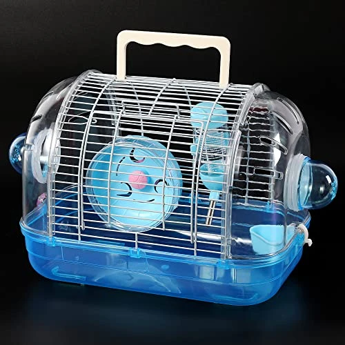 ASDNN Portable Hamster Cage,Portable Hamster Small Room,Comfortable,Beautiful And Warm Villa,with Roller Water Bottle Small Room, Portable (Blue) - Image 2