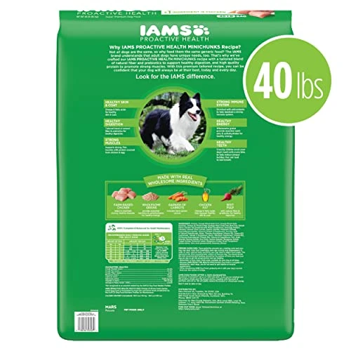 IAMS Adult Minichunks Small Kibble High Protein Dry Dog Food With Real Chicken, 40 Lb. Bag - Image 2
