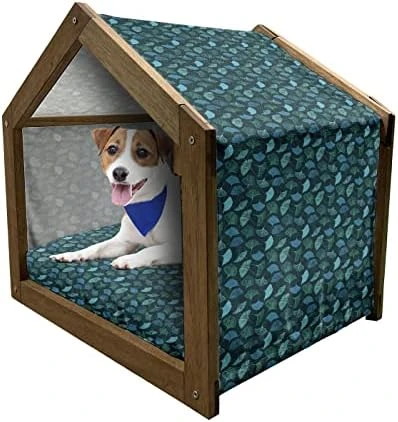 Ambesonne Pineapple Wooden Pet House, Tropical Fruit Pattern Detailed Composition Of Hawaiian Food Summer Season, Indoor & Outdoor Portable Dog Kennel With Pillow And Cover, Small, Apricot Sea Green - Image 11