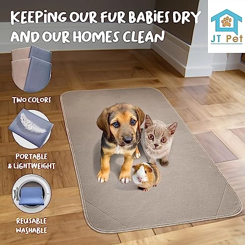 JT Pet Guinea Pig Cage Liner - Pack Of 4 Washable Pee Pads For Dogs, Smooth Fleece Guinea Pig Bedding For Cage & Crates, Reusable & Waterproof Puppy Pee Pads - 36x24 Inches, Brown Grey - Image 2