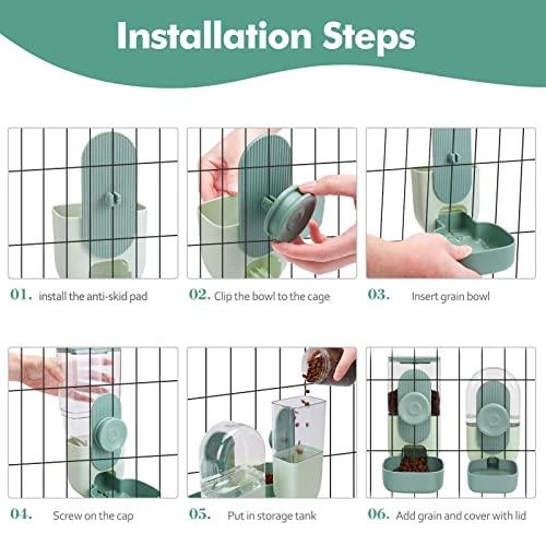 Hanging Automatic Food Water Dispenser,Ufanittel 35oz Auto Gravity Rabbit Feeder And Waterer Set,Cage Pet Hanging Self Dispenser Feeder For Rabbit Chinchilla Hedgehog Guinea Pig Ferret Kitty Puppy - Image 4