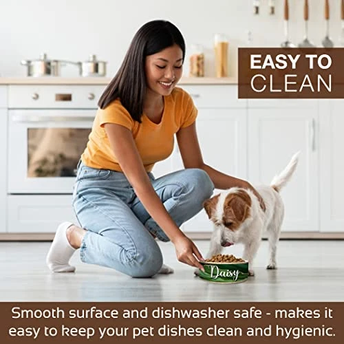 GENERIC Personalized Dog Bowl, Customized Food And Water Dish For Puppy, Cats, Rabbit, Custom Dog’s Name Gift For Small, Medium, Large Dogs, Print Both Sides, Microwave And Dishwasher Safe (Green) - Image 7