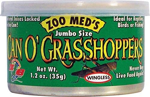 Zoo Med Can O' Jumbo Sized Grasshoppers 1.2 Oz - Pack Of 10