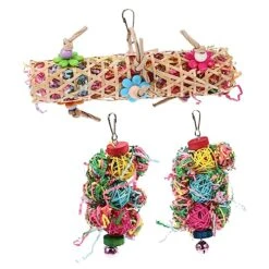 POPETPOP 3pcs Parrot Chew Toy Bird Toys For Parakeets Chewing Toys Bird Toys For Conures Chew Toys Indoor Playset Birds Toys Chewing Toys For Parrots Parakeet Swing Bird Foraging Toys Large