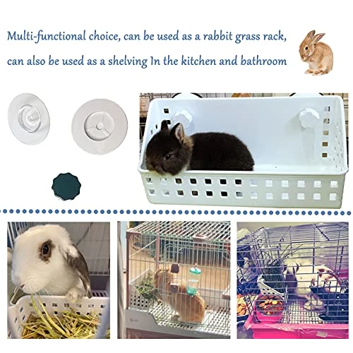 Hamiledyi Rabbit Hay Feeder & Water Fountain Set, Guinea Pigs Hay Food Feeder Bowls Manger Rack 17oz Hanging Gravity Automatic Drinking Feeder For Ferrets Chinchillas (Blue) - Image 3