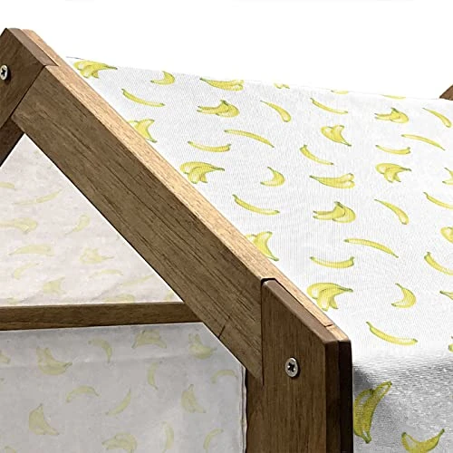 Ambesonne Banana Wooden Dog House, Graphic Illustration Of Tropical Fruit Ripe And Healthy Exotic Food, Indoor & Outdoor Portable Dog Kennel With Pillow And Cover, X-Large, Pale Green Yellow - Image 3