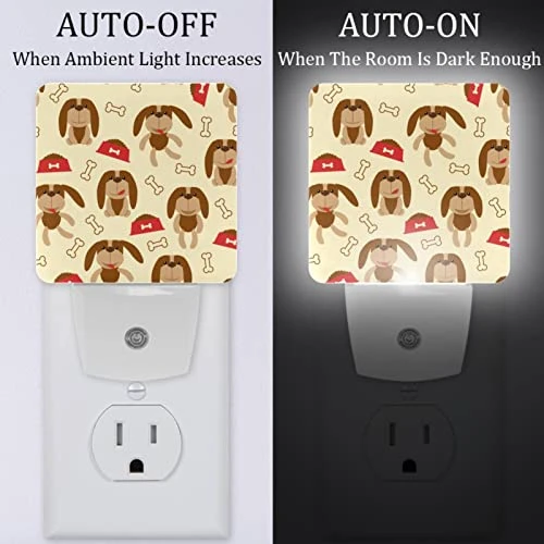 2 Pack Plug-in Nightlight LED Night Light Lovely Little Dog Bone Dog Food With Dusk-to-Dawn Sensor For Kids Room