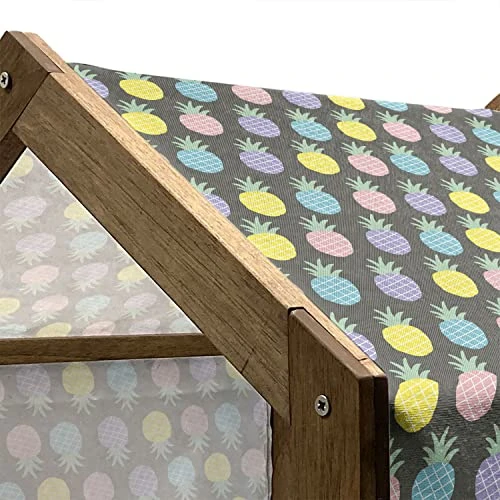 Ambesonne Scandinavian Wooden Pet House, Colorful Tropical Pineapples On Dark Toned Background Ornate Ripe Exotic Food, Indoor & Outdoor Portable Dog Kennel With Pillow And Cover, Small, Multicolor - Image 4
