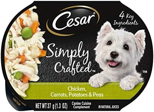 CESAR Simply Crafted Adult Wet Dog Food Meal Topper, Beef, Chicken, Purple Potatoes, Peas & Carrots, (10) 1.3 Oz. Tubs - Image 9