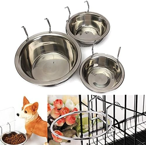 Yosoo Stainless Steel Hanging Pet Cage Bowl Diner Pet Bowl Bird Cat Dog Food Water Bowl With Hanger (Size L) - Image 10