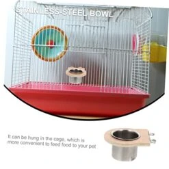POPETPOP 6 Pcs Water Cup Trough Hamster Water Bowl Food Dispenser Puppy Chow Dog Food Stainless Steel Bird Cups Parrot Food Cup Parrot Food Bowls Parrot Hanging Cup Feeding Trough Plate Pet
