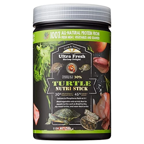 Ultra Fresh - Turtle Nutri Stick, Wild Sword Prawn, Calcium & Vitamin D Enriched Aquatic Turtle Food With Probiotics For Picky Turtles, Made From All Natural Ingredients 13.4 Oz