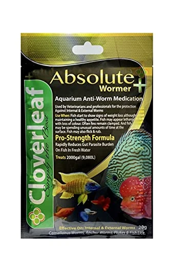 WORMER Plus - Freshwater And Saltwater Fish Powder Medication. Dewormer For Fish With Parasites And Flukes. 20G - Treats 2400 GALLONS