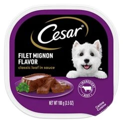 CESAR Soft Wet Dog Food Classic Loaf In Sauce Filet Mignon Flavor, (24) 3.5 Oz. Easy Peel Trays