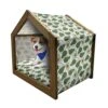Ambesonne Food Wooden Pet House, Assortment Of Exotic Shapes Illustration Sketched Hand Drawn Vanished Colors Print, Indoor & Outdoor Portable Dog Kennel With Pillow And Cover, Small, Multicolor