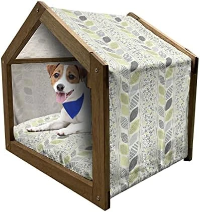 Ambesonne Pineapple Wooden Pet House, Tropical Fruit Pattern Detailed Composition Of Hawaiian Food Summer Season, Indoor & Outdoor Portable Dog Kennel With Pillow And Cover, Small, Apricot Sea Green - Image 12