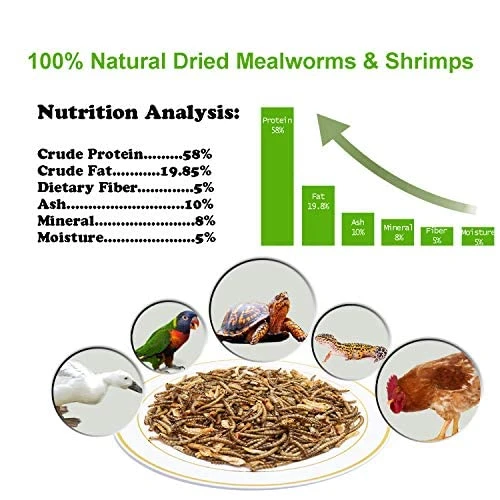 Appetizing Mealworms With Dried River Shrimp (8oz) All Natural 100% Non-GMO,Surf & Turf, Chicken, Fish, Ducks, Wild Birds, Turtles, Hamsters, Fish, And Hedgehogs - Image 2
