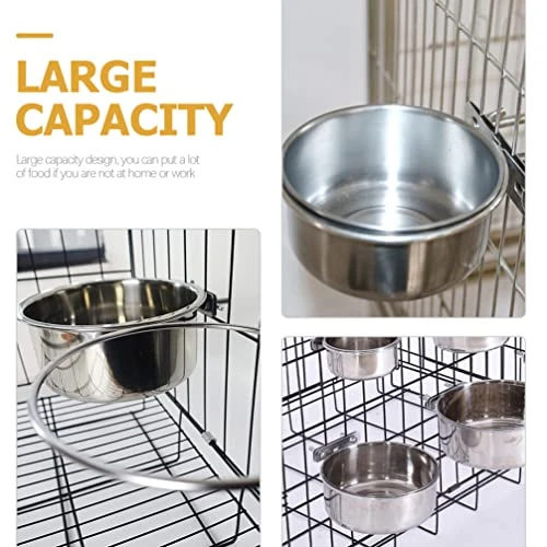 Bird Cage Mount Bowl Bird Food Metal Dog Bowls 2Pcs Parrot Feeder Dish Cup Bird Cage Feeding Cup Parrot Food Holder Bird Feeder Stainless Steel Dog Bowls Parakeet Food - Image 3