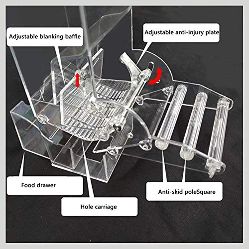 No Split Bird Seed Feeder For Cage,Parrot Automatic Foraging Systems Food Feeding Station With Perch,Heavty Acrylic,One-Step Moulding - Image 2