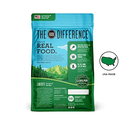 BIXBI Liberty Grain Free Dry Dog Food, Original Recipe, 4 Lbs - Fresh Meat, No Meat Meal, No Fillers - Gently Steamed & Cooked - No Soy, Corn, Rice Or Wheat For Easy Digestion - USA Made