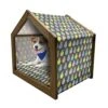 Ambesonne Scandinavian Wooden Pet House, Colorful Tropical Pineapples On Dark Toned Background Ornate Ripe Exotic Food, Indoor & Outdoor Portable Dog Kennel With Pillow And Cover, Small, Multicolor