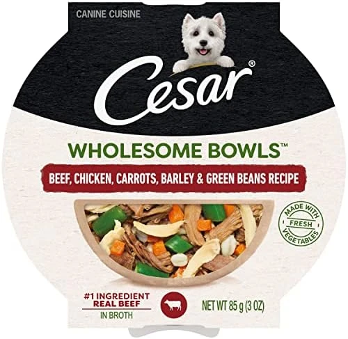 CESAR WHOLESOME BOWLS Adult Soft Wet Dog Food Toppers Variety Pack, Chicken, Carrots, Barley & Green Beans Recipe And Beef, Chicken, Purple Potatoes & Carrots Recipe, (6) 3 Oz. Bowls - Image 11