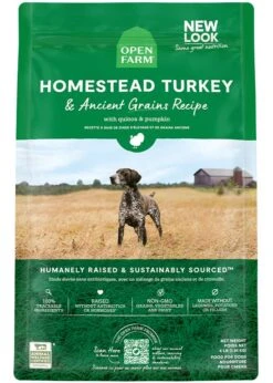 Open Farm Ancient Grains Dry Dog Food, Humanely Raised Meat Recipe With Wholesome Grains And No Artificial Flavors Or Preservatives (Homestead Turkey Ancient Grain, 4 Pound (Pack Of 1))