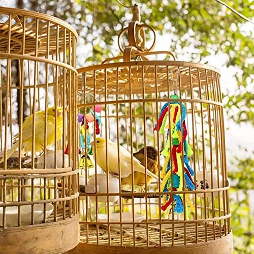 JYDQM 6pcs Parrot Parakeet Bird Toys Pet Accessories Hanging Bell Ladders Climbing Shaking Swing Toy Chewing Bite Rope Ball - Image 2