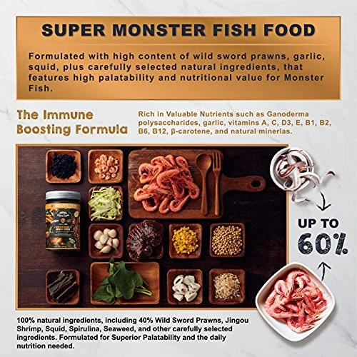 Ultra Fresh Monster Fish Food, Wild Sword Prawns, Floating Sticks For Oscars, Bass, Large Cichlids And Tropical Fish, Carnivorous Jumbo Stick 13.58 Oz - Image 3