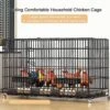 Metal Chicken Coop With 2 Doors And Wheels, Poultry Habitat Cage For Rabbits Cats Dogs