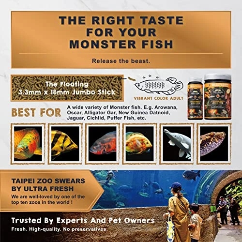 Ultra Fresh Monster Fish Food, Wild Sword Prawns, Floating Sticks For Oscars, Bass, Large Cichlids And Tropical Fish, Carnivorous Jumbo Stick 13.58 Oz - Image 2